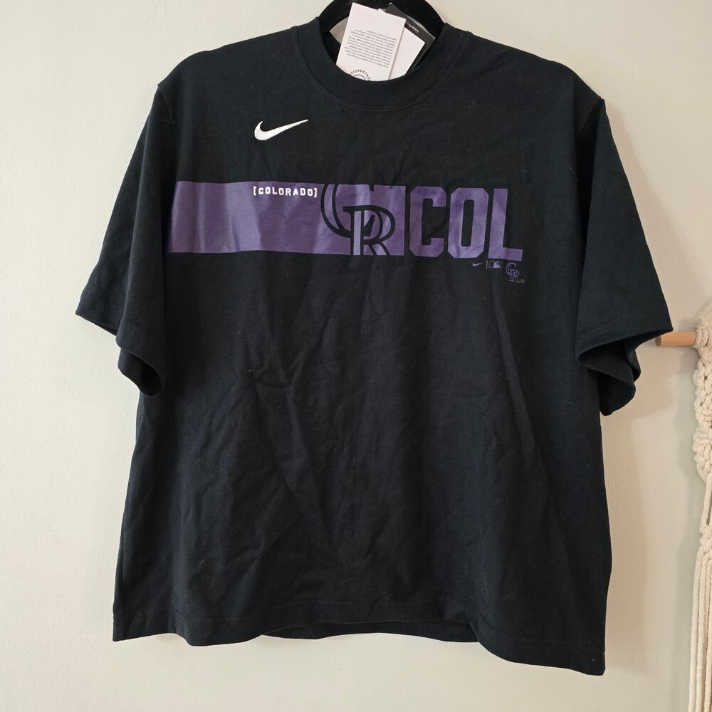 NWT Nike Colorado Rockies Baseball Black Purple SS Tee Size M Medium